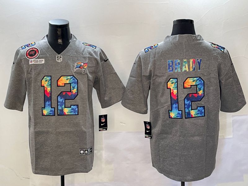 Men Tampa Bay Buccaneers #12 Brady Grey Throwback Rainbow 2024 Nike Limited NFL Jersey style 2->tampa bay buccaneers->NFL Jersey